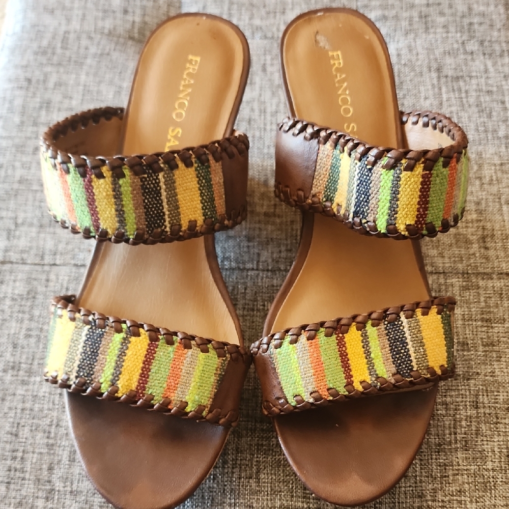 Franco Sarto Brown Sandals with Fringe Detail